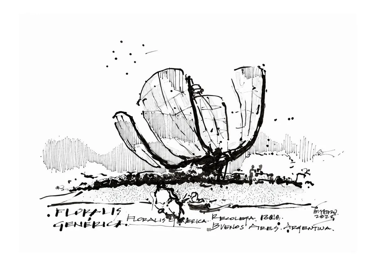 Floralis Genérica, técnica mixta