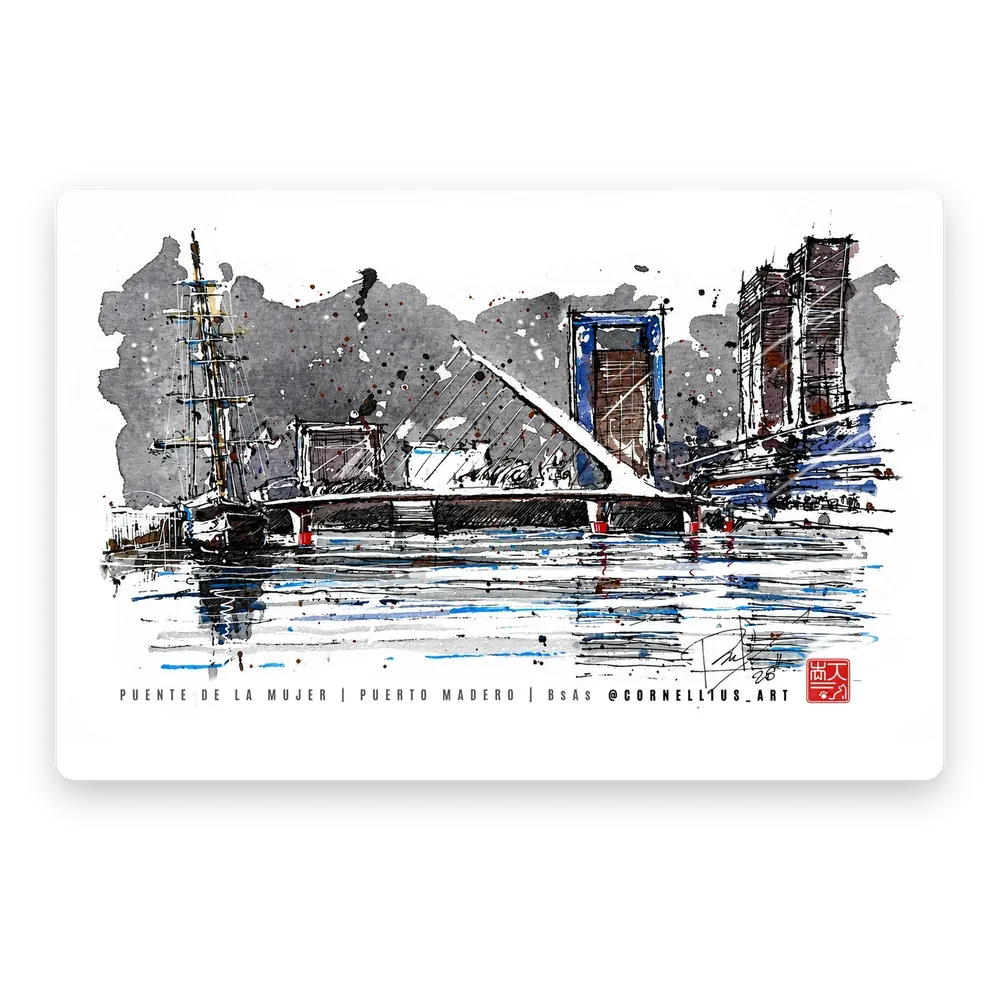 Postal del Puente de la Mujer en Puerto Madero
